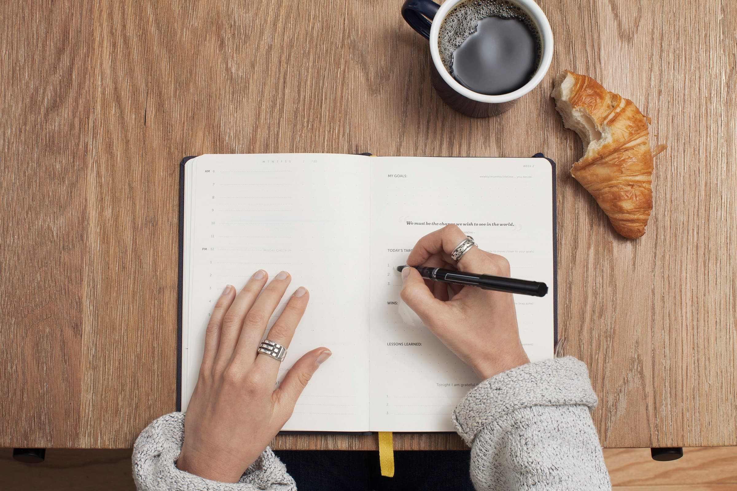 Open research notebook on a working desk